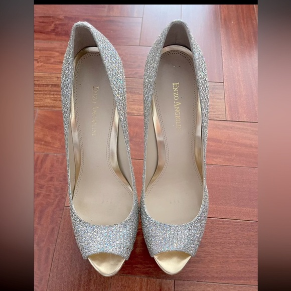 Enzo Angiolini “Easully” Silver Gold Glitter Sparkle Heels  Women's Size 8 - Picture 3 of 11